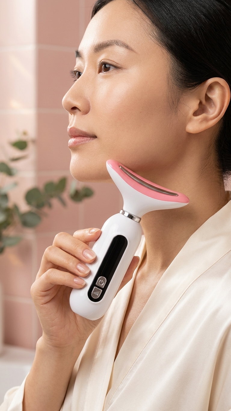 Masajeador Facial y Cuello — Terapia de Luz Roja para Piel Firme