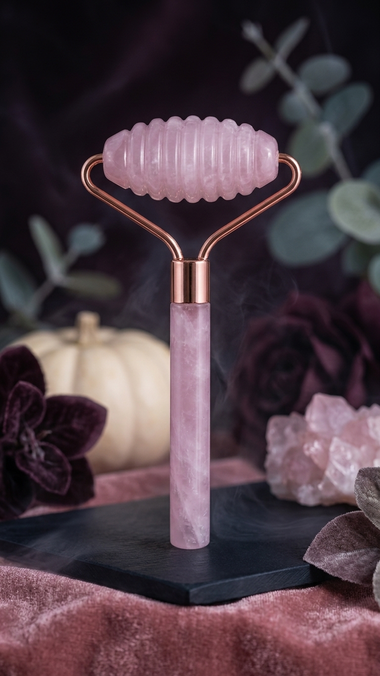Rodillo de Cuarzo Rosa + Piedra Gua Sha — Ritual Antiedad en Casa