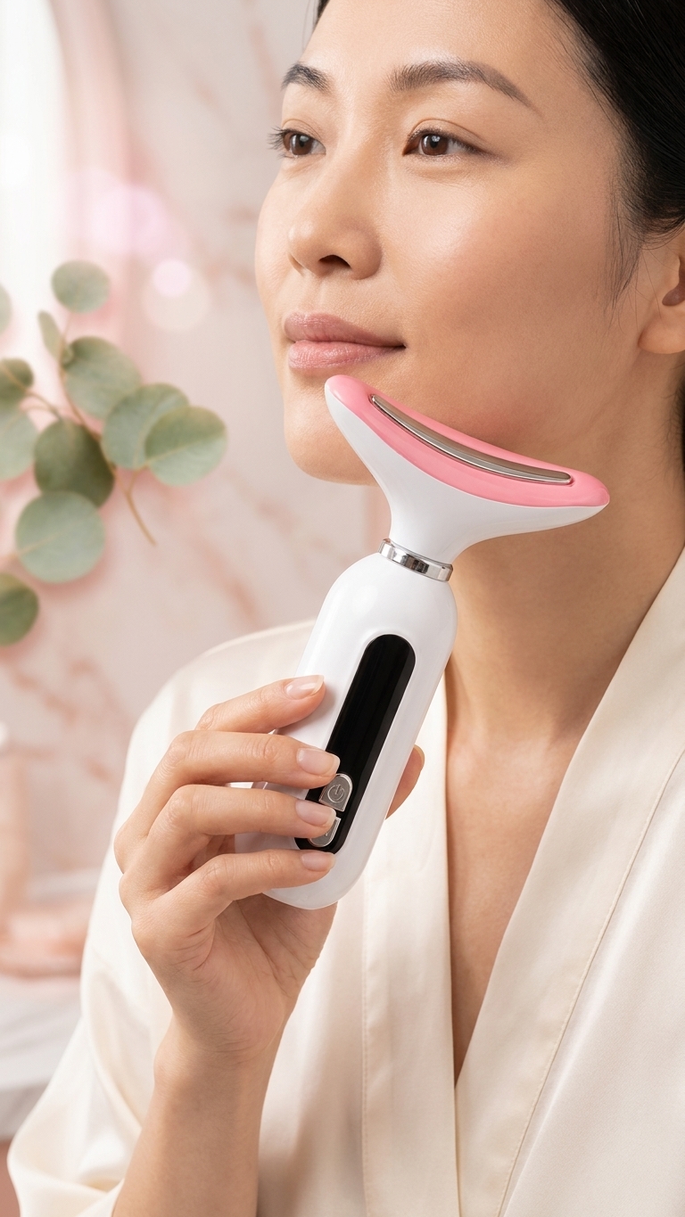 Masajeador Facial y Cuello — Terapia de Luz Roja para Piel Firme